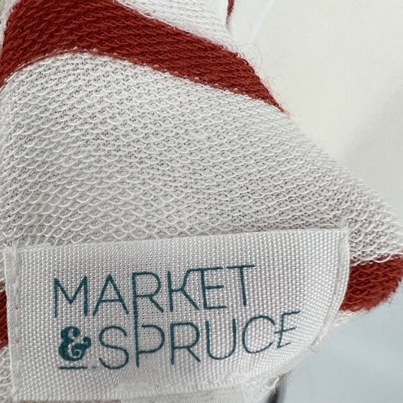 Market & Spruce Striped Hooded Long Sleeve Top Ivory Red Brown Size Medium NWT - Picture 9 of 11